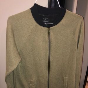 Mens Large bomber jacket green with black trim